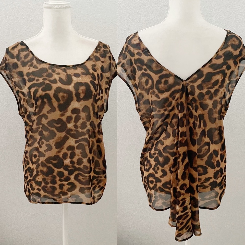 Soulmates leopard print sheer top size large